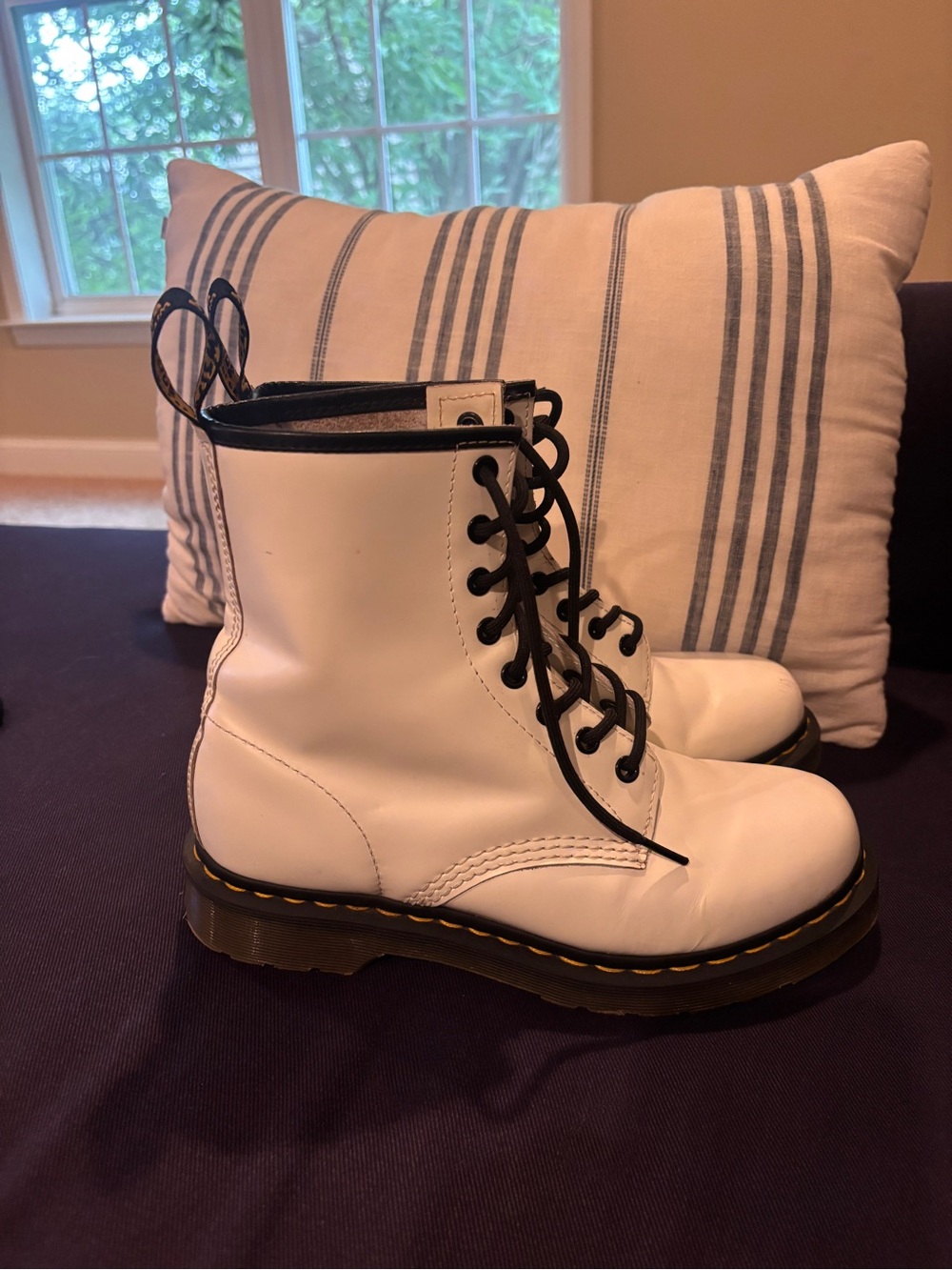 Dr. Martens White Pascal Lace-Up Combat Boots Size 8